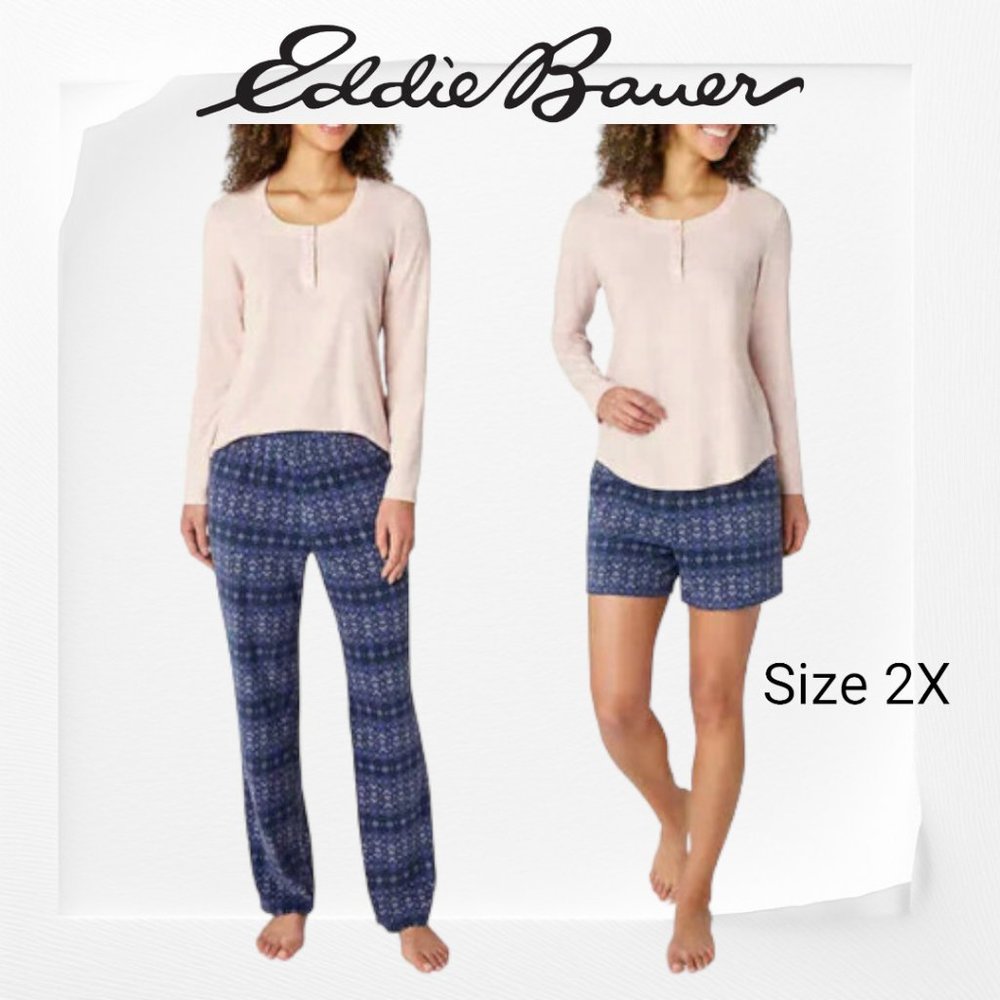 Eddie Bauer EUC Ladies' 3-Piece Waffle Fleece Pajamas Set Size 2X 22/24